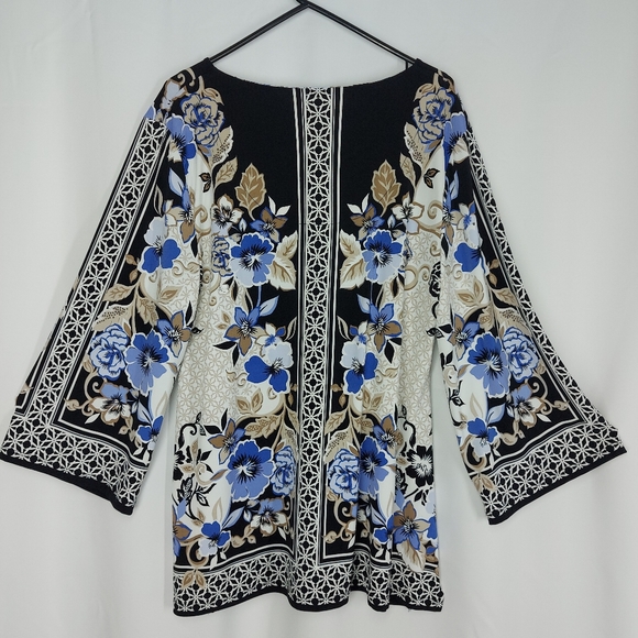 JM COLLECTION blouse with print size large tops Long sleeves - Picture 2 of 15